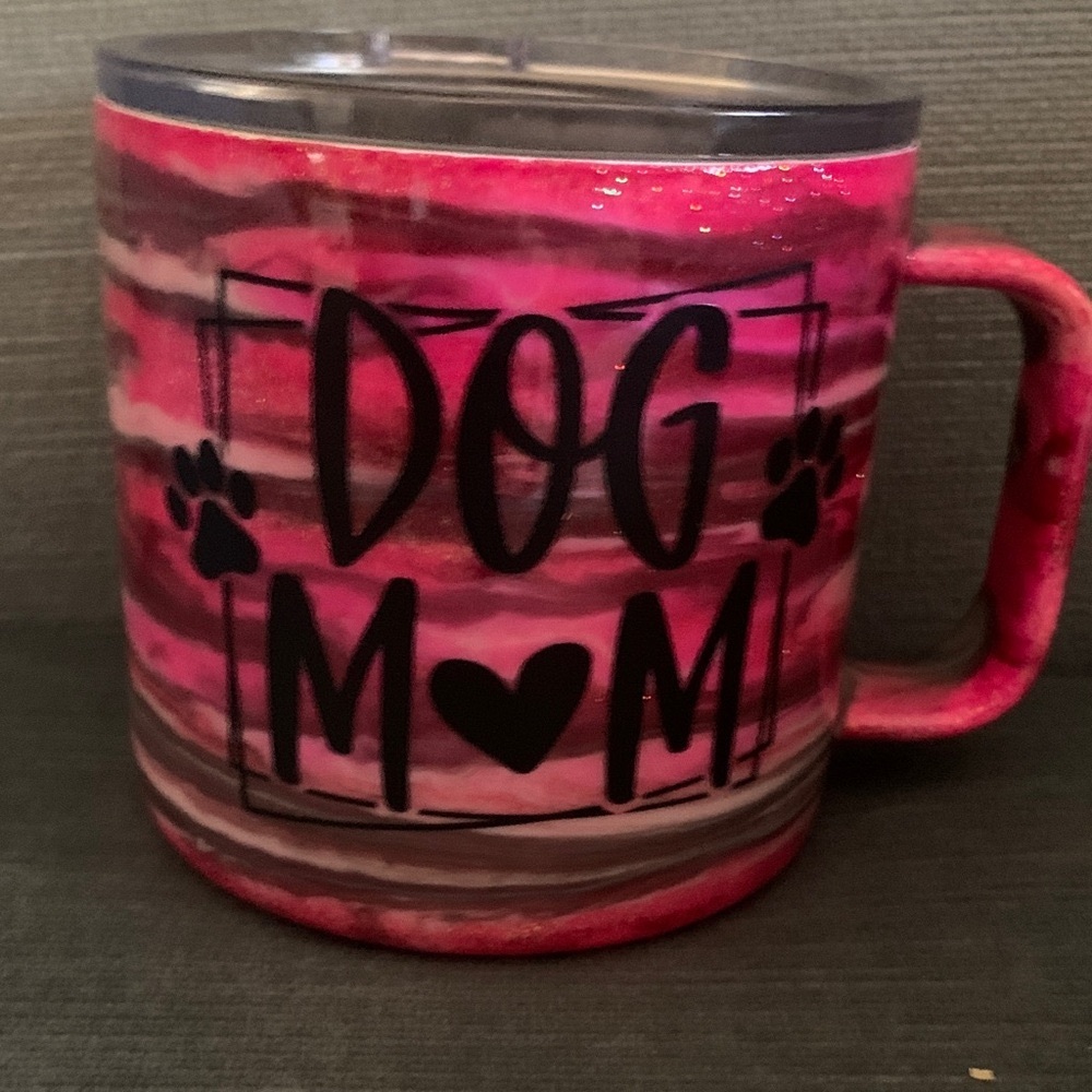 Pink Dog Mom Mug with Lid